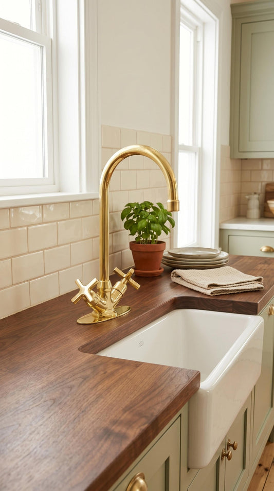 Unlacquered Solid brass gooseneck kitchen faucet with Faceplate.