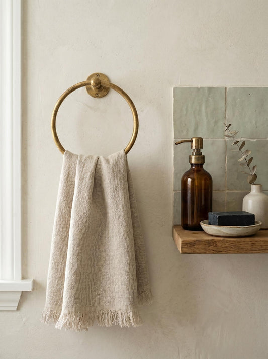 Unlacquered Brass Towel Ring, Bathroom Hand Towel Holder.