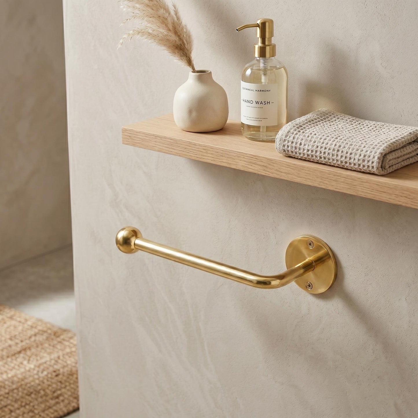 Unlacquered Brass Wall-Mounted Toilet Roll Holder, Bathroom Hardware Accessory