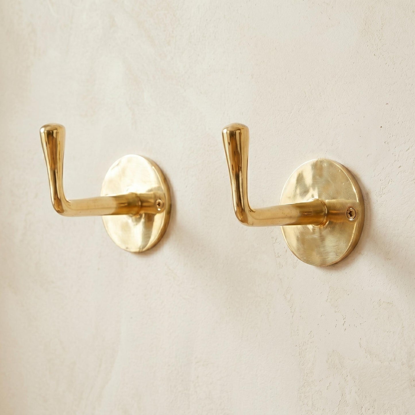 Unlacquered Solid Brass Hooks, Single Wall-Mounted Hook