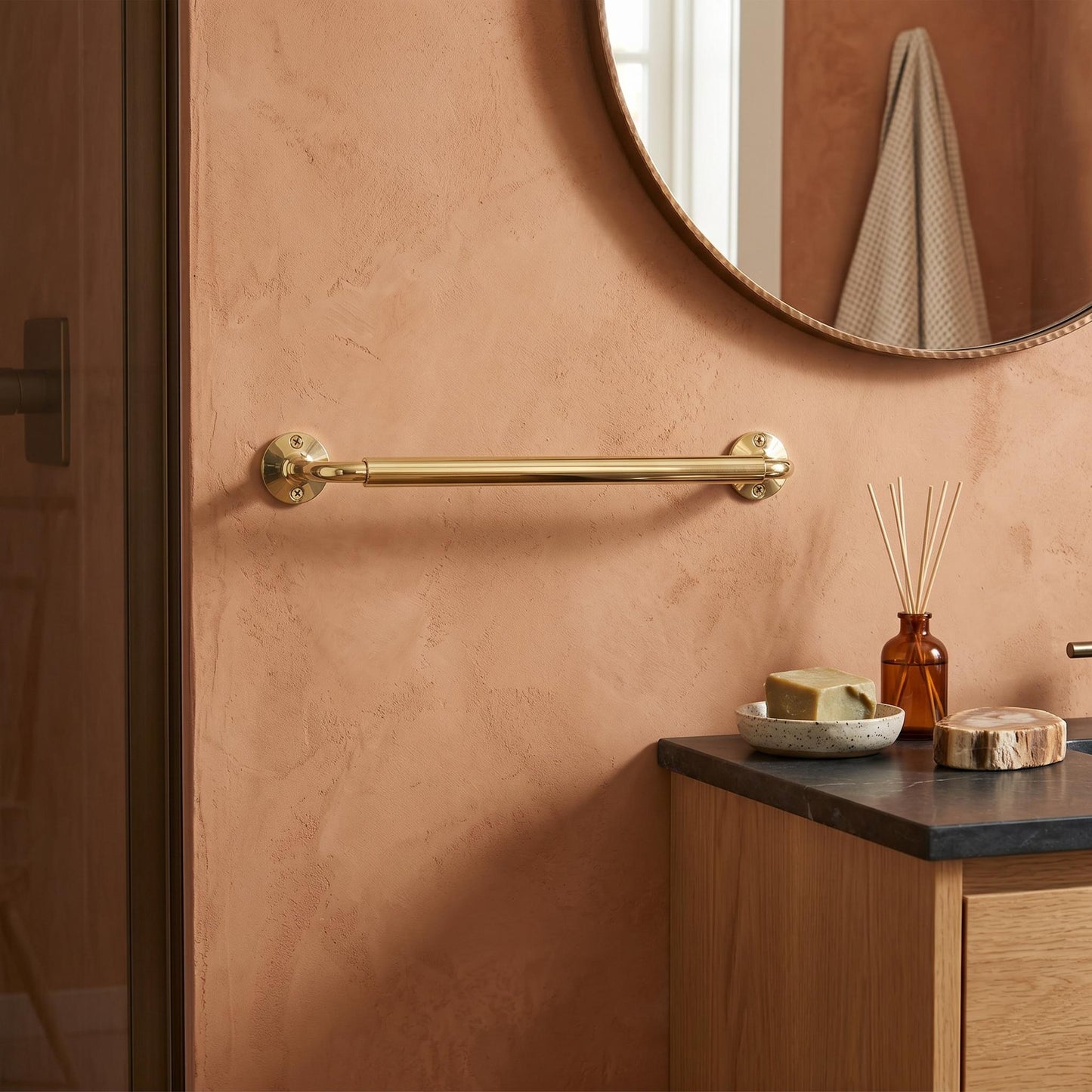 Unlacquered Brass Towel Bar- wall mounted towel